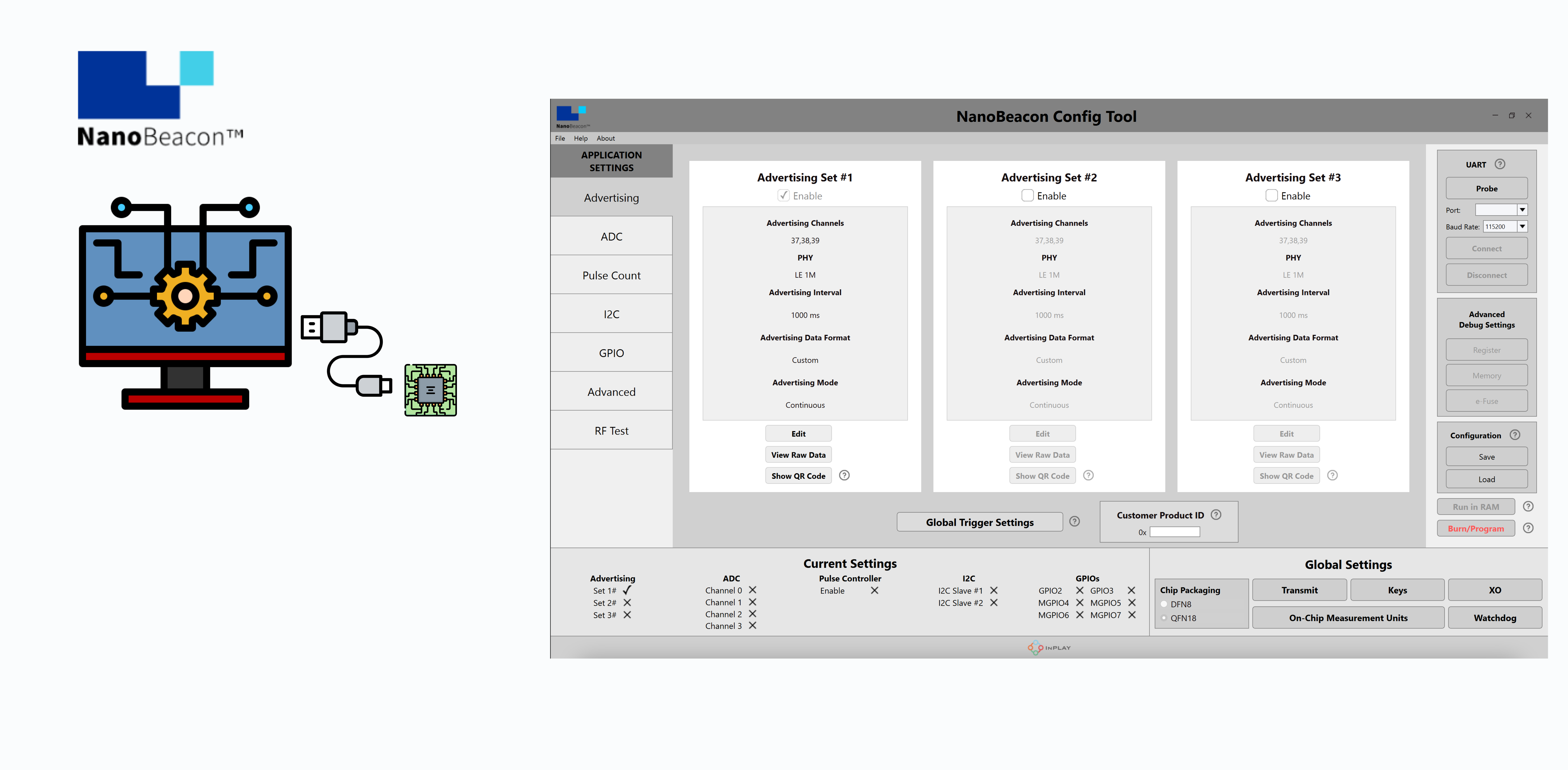 InPlay NanoBeacon Config Tool desktop application