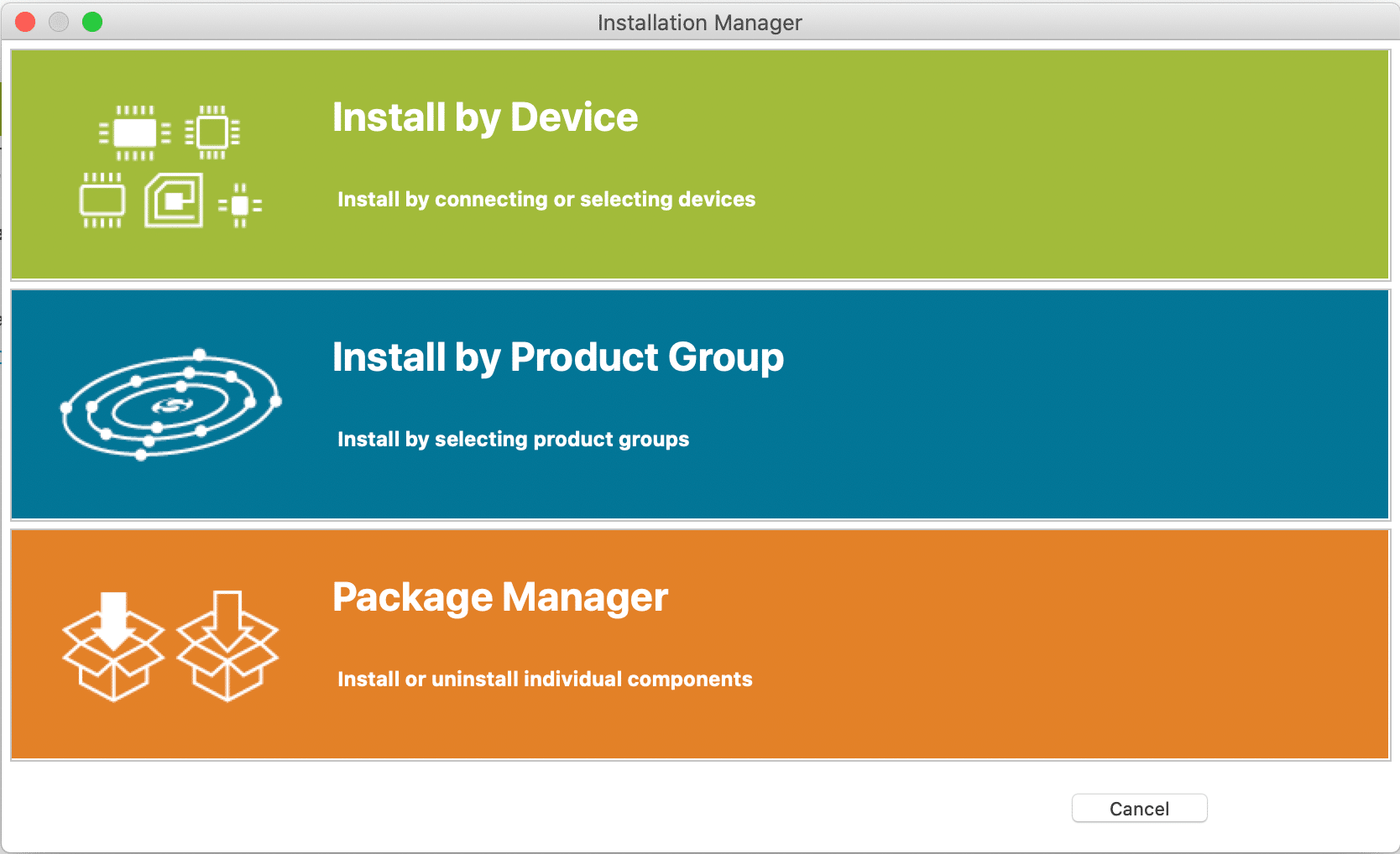 Simplicity Studio software update options screen