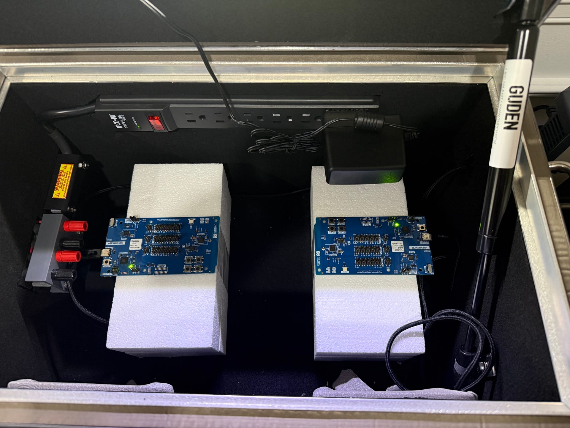 Overview of the test setup inside the RF shielded chamber