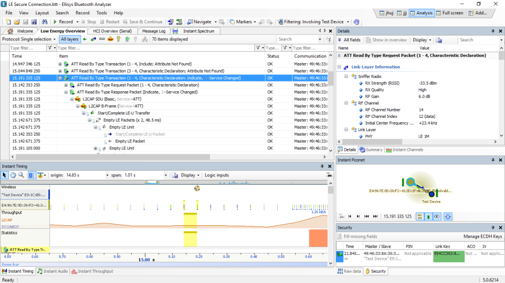 Examples of PC Software used with BLE Sniffers